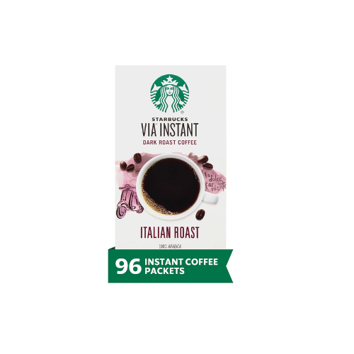 Starbucks VIA Instant Coffee, Dark Roast, Italian Roast, 96 Packets - 100% Arabica