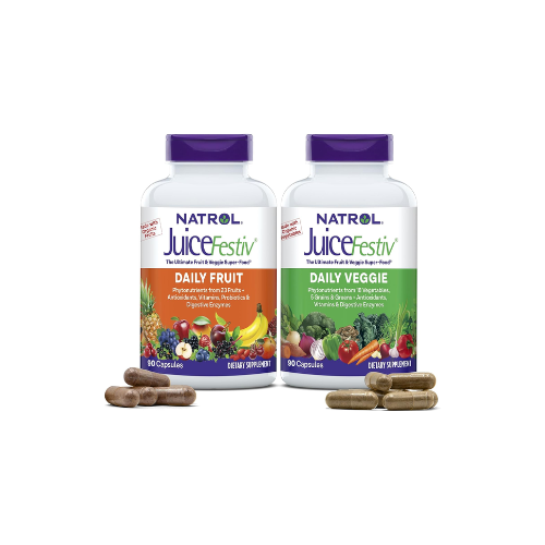 Natrol JuiceFestiv Daily Fruit & Veggie Supplement - 90 Capsules (Pack of 2)