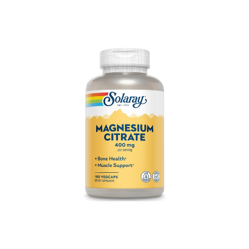 Solaray Magnesium Citrate 400mg, 180 VegCaps, 60 Servings