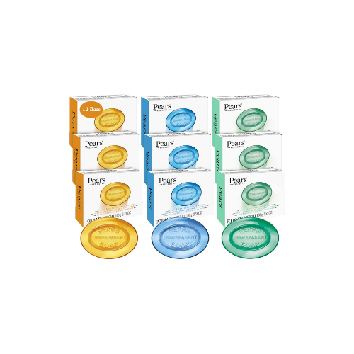 Pears Soap Variety 12-Pack – Amber, Blue & Green – 3.53 Oz Each