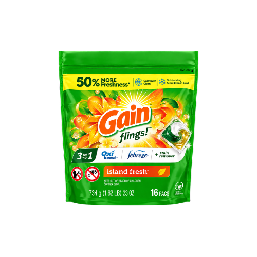 Gain Flings Laundry Detergent Pods Island Fresh 16ct Case 6