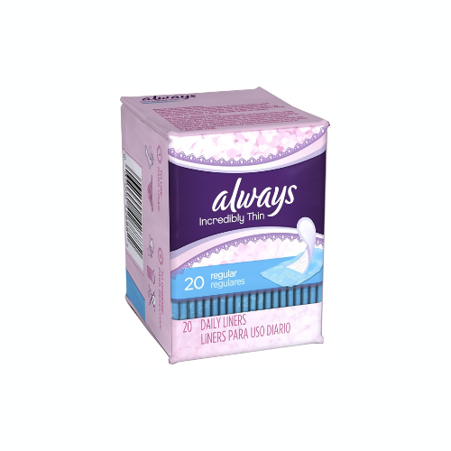 Always Daily Fresh Thin Liners, Regular Absorbency, Unscented, 20 CT – Case Pack of 24