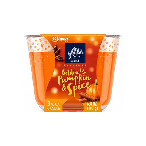 Glade 3 Wick Candle Golden Pumpkin Spice 6.8oz Case 3