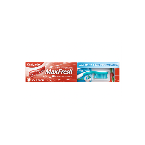 Colgate Max Fresh Icy Peach Toothpaste 7.9oz/225g + Free Toothbrush – Case Pack of 36