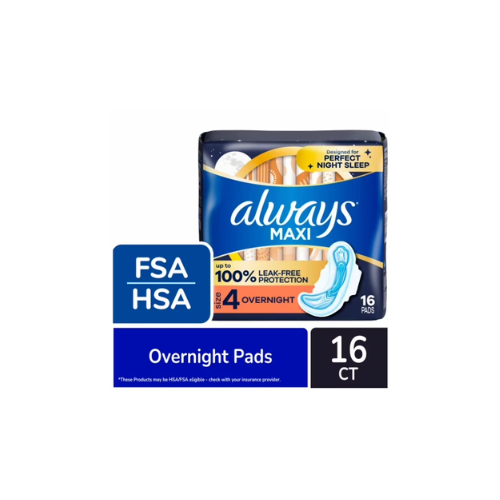 Always Maxi Overnight with Wings, Size 4, Unscented,16CT CASE PK 12