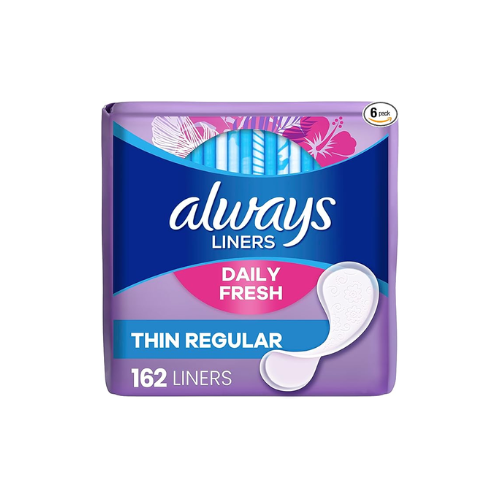 Always Thin Regular Daily Liners, Unscented, 162 CT CASE PK 6