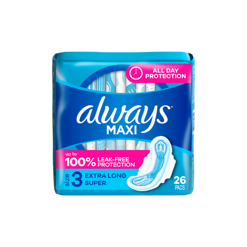Always Maxi Feminine Pads with Wings for Women, Size 3, Unscented 26 Count CASE PK 3