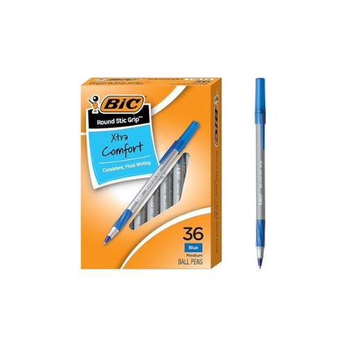 BIC PEN ROUND STICK MEDIUM POINT BLUE (12/BX) CASE PK 36