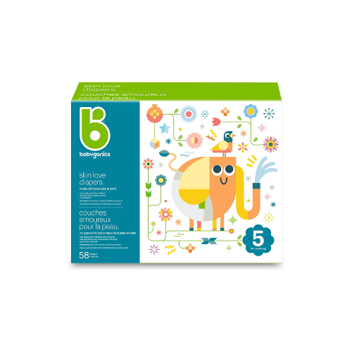 Babyganics Diapers Size 5, 58 Count – Leak Control