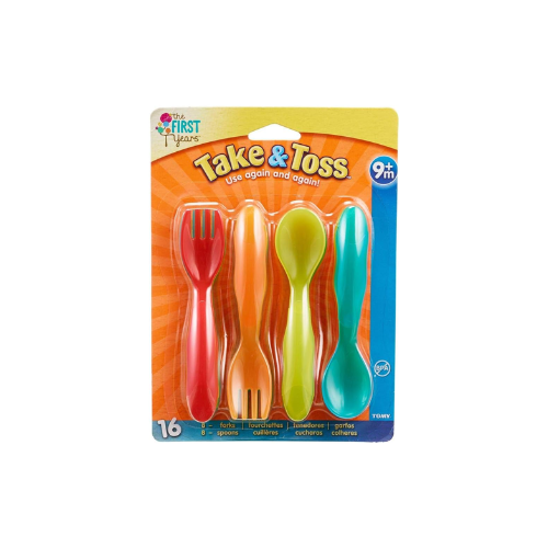 TOMY The First Years Take & Toss Flatware for Kids, 16 pieces