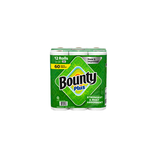 Bounty Plus Individual Wrap Paper Towels 12 Rolls 91 Sheets
