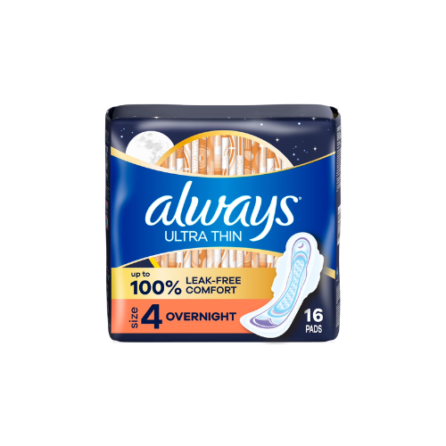 Always Ultra Thin Overnight Pads With Wings Size 4 16ct Case Pack 12